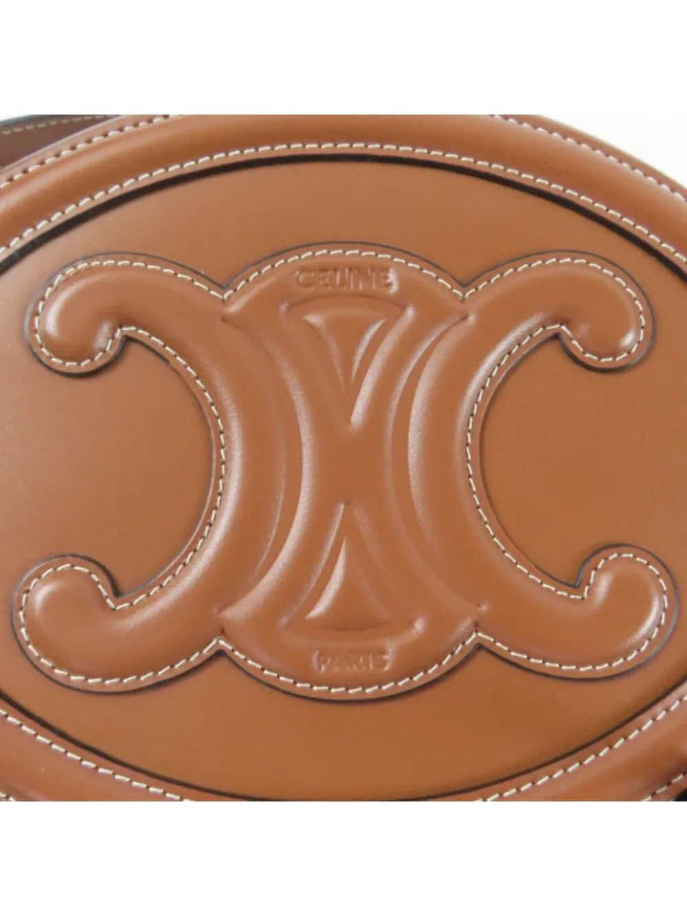 Celine Cuir Triomphe Oval Pass Leather Shoulder Bag Tan - Picture 9 of 12